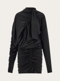 Ferragamo | Women's Long Sleeved Mini Dress With Gathered Detail - Black