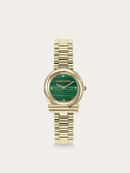 Ferragamo | Women's Gancini Twisted Watch - Ip Yellow Gold/Green