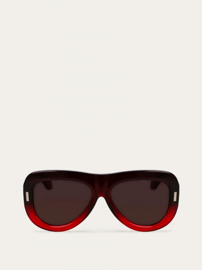 Ferragamo | Women's Sunglasses - Transparent Dark Red/Brown