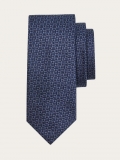 Ferragamo | Men's Jacquard Tie With Diagonal Gancini - Navy Blue