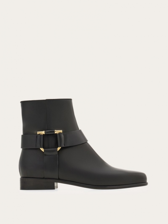 Ferragamo | Women's Gancini Ornament Ankle Boot - Black