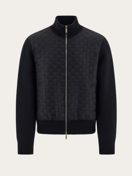 Ferragamo | Men's Knitted Bomber Jacket - Black