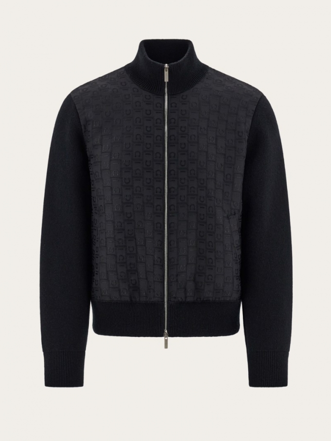 Ferragamo | Men's Knitted Bomber Jacket - Black Ferragamo | Men's Knitted Bomber Jacket - Black