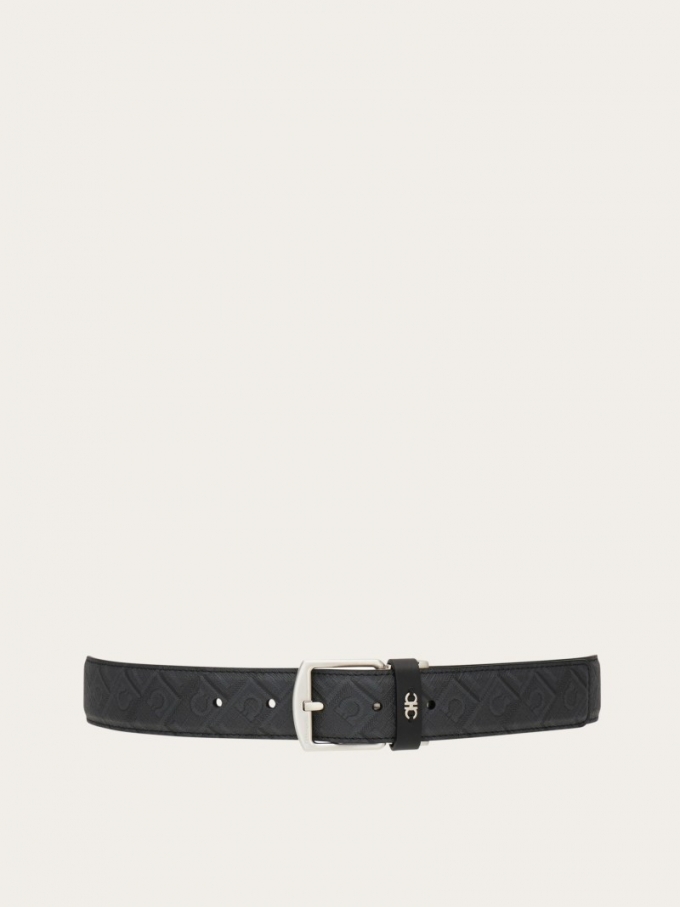 Ferragamo | Men's Reversible And Adjustable Belt - Black/Grey