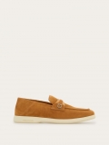 Ferragamo | Men's Deconstructed Loafer With Gancini Ornament - Light Camel