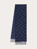 Ferragamo | Men's Monogram Scarf - Navy Blue/Oxford Blue