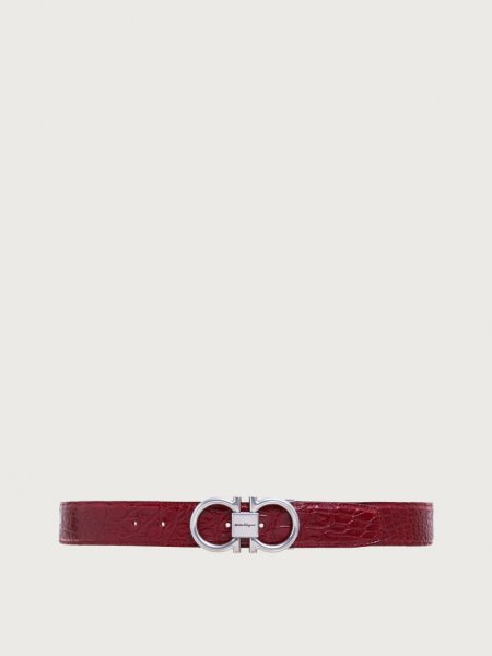 Ferragamo | Men's Adjustable Gancini Belt - Ferragamo Red