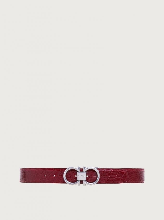 Ferragamo | Men's Adjustable Gancini Belt - Ferragamo Red