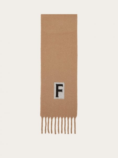 Ferragamo | Men's Scarf With Jacquard Detailing - Black/Camel