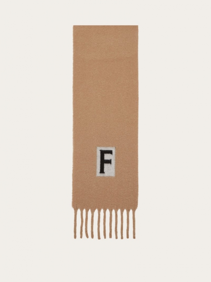 Ferragamo | Men's Scarf With Jacquard Detailing - Black/Camel