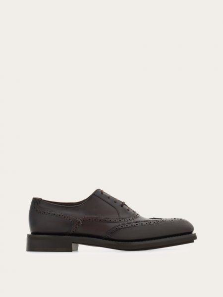 Ferragamo | Men's Tramezza Oxford Brogue - Testa Di Moro