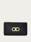 Ferragamo | Women's Gancini Credit Card Holder - Black/Flame Red