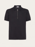 Ferragamo | Men's Polo With Zip Collar - Black