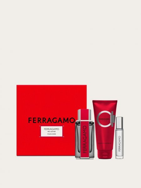 Ferragamo | Men's Red Leather - Holiday Gift Set -