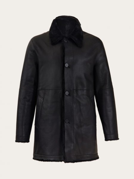 Ferragamo | Men's Shearling Merino Coat - Black