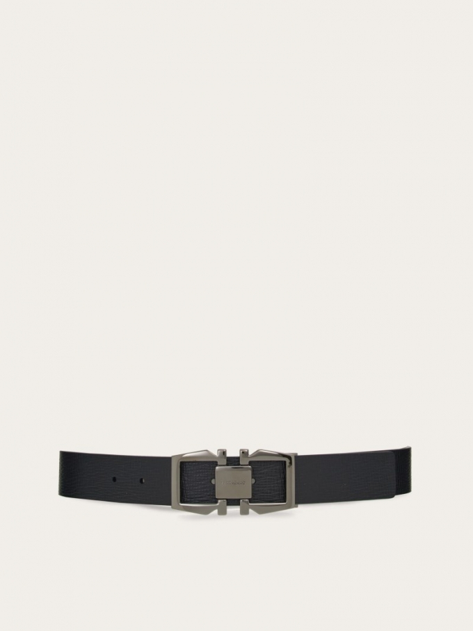 Ferragamo | Men's Reversible And Adjustable Gancini Belt - Black/Cocoa