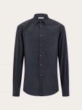 Ferragamo | Men's Micro-Patterned Shirt - Black/New Navy Blue