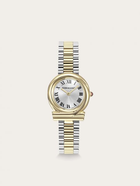 Ferragamo | Women's Gancini Twisted Watch - Stainless Steel And Ip Yellow Gold/White Silver