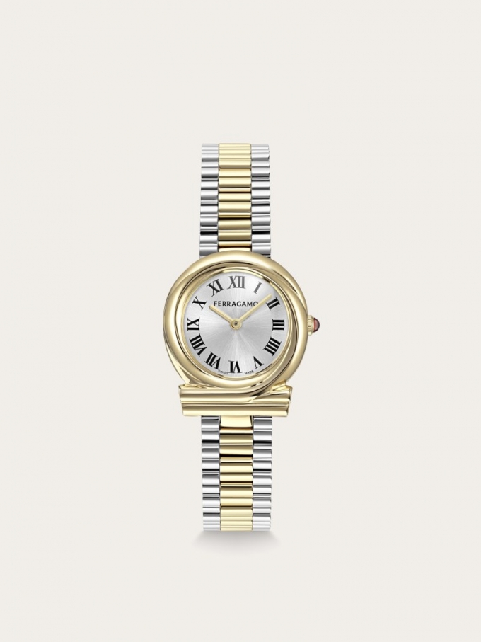 Ferragamo | Women's Gancini Twisted Watch - Stainless Steel And Ip Yellow Gold/White Silver