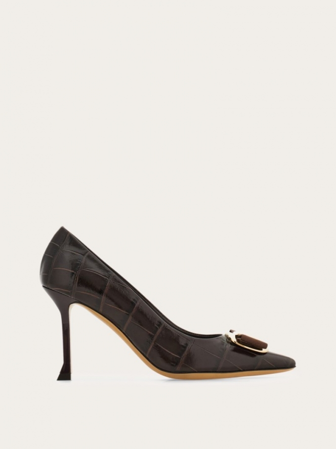 Ferragamo | Women's New Vara Plate Pump - Testa Di Moro