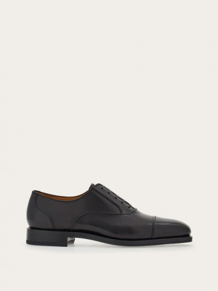 Ferragamo | Men's Tramezza Oxford With Toe Cap - Black