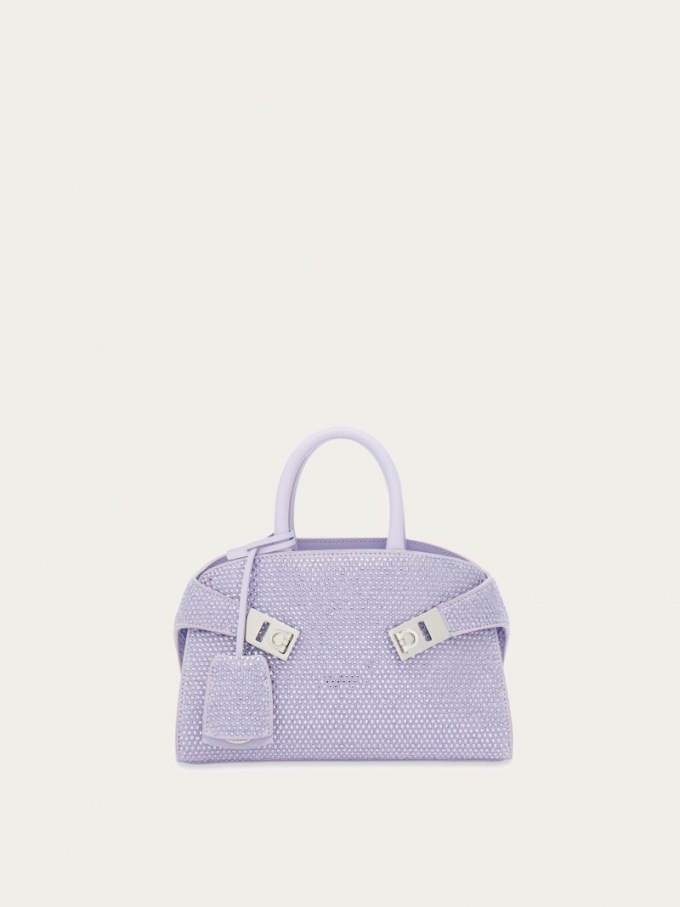 Ferragamo | Women's Hug Handbag With Crystals - Lavender