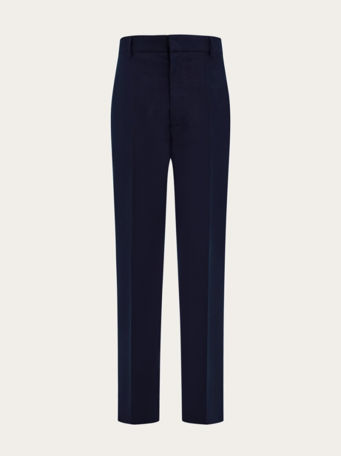 Ferragamo | Men's Cotton Canvas Pants - New Navy Blue