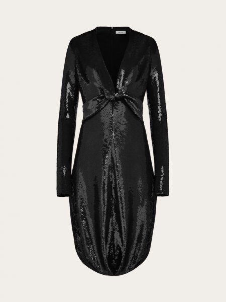 Ferragamo | Women's Sequin Dress With Knot Detail - Black