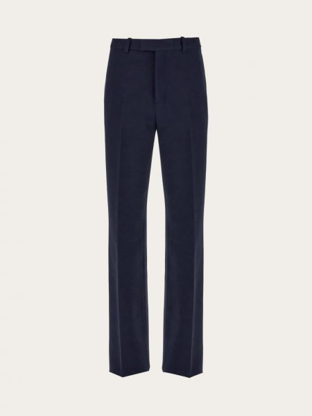 Ferragamo | Men's Flat Front Tailored Trouser - Navy Blue