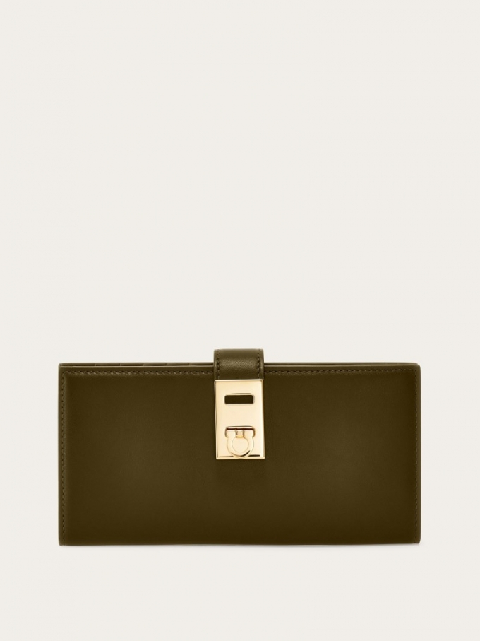 Ferragamo | Women's Hug Continental Wallet - Olive Green