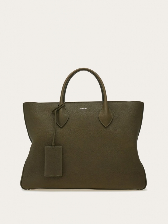 Ferragamo | Men's Tote Bag - Olive Green