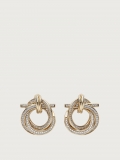 Ferragamo | Women's Twisted Gancini Earrings With Crystals - Gold