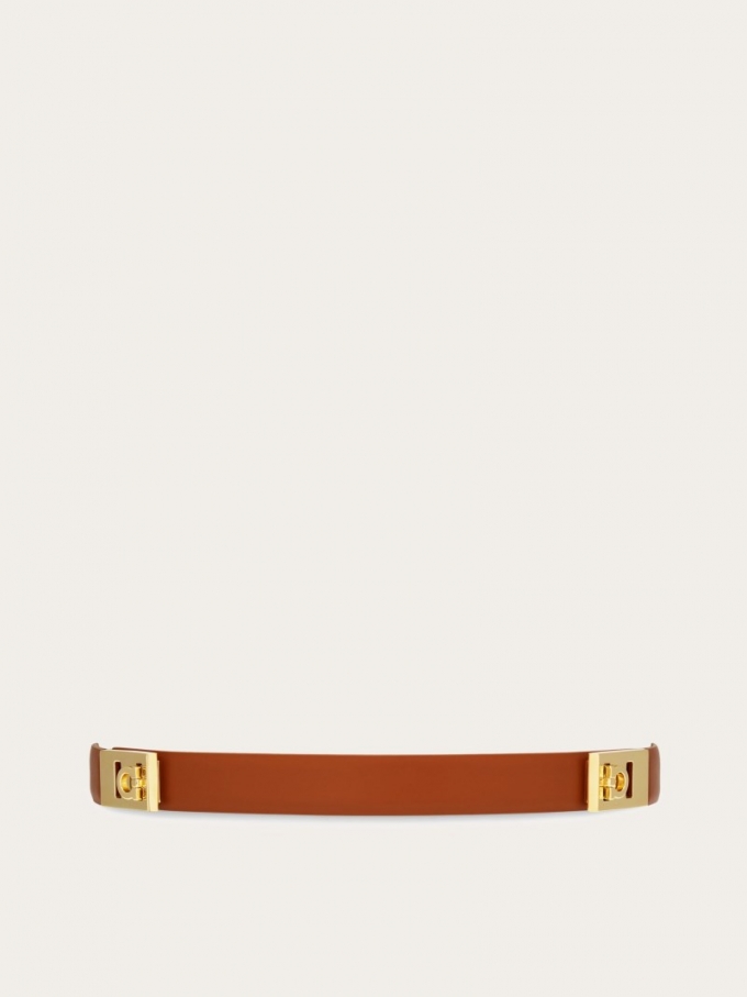 Ferragamo | Women's Extendable Hug Belt - Cognac/Natural Beige