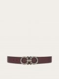 Ferragamo | Men's Reversible And Adjustable Gancini Belt - Dark Barolo/Black