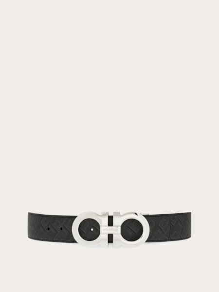 Ferragamo | Men's Reversible And Adjustable Gancini Belt - Black/Grey