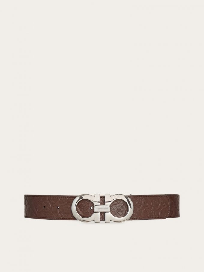 Ferragamo | Men's Reversible And Adjustable Gancini Belt - Tobacco/Black