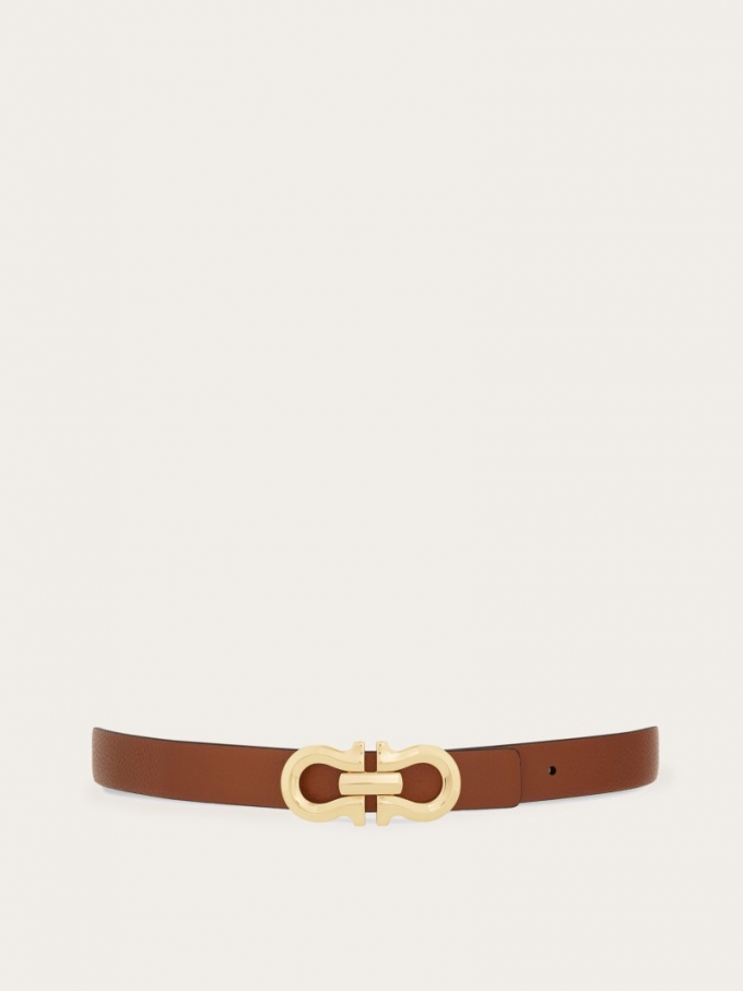 Ferragamo | Women's Reversible Gancini Belt - Cognac/Black