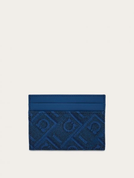 Ferragamo | Women's Credit Card Holder - Teal Blue/Denim