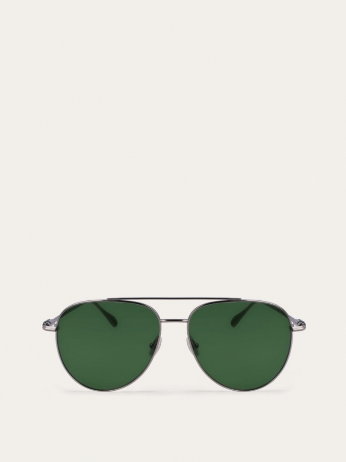 Ferragamo | Men's Sunglasses - Silver/Green