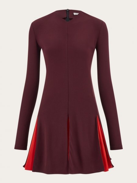 Ferragamo | Women's Colors Block Skater Dress - Oxblood