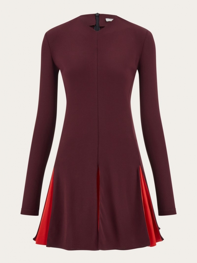 Ferragamo | Women's Colors Block Skater Dress - Oxblood