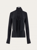 Ferragamo | Women's Monogram Shirt With Sash Collar - Black