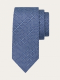 Ferragamo | Men's Square Gancini Print Silk Tie - Blue Marine