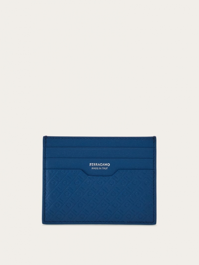 Ferragamo | Men's Monogram Credit Card Holder - Blue Teal