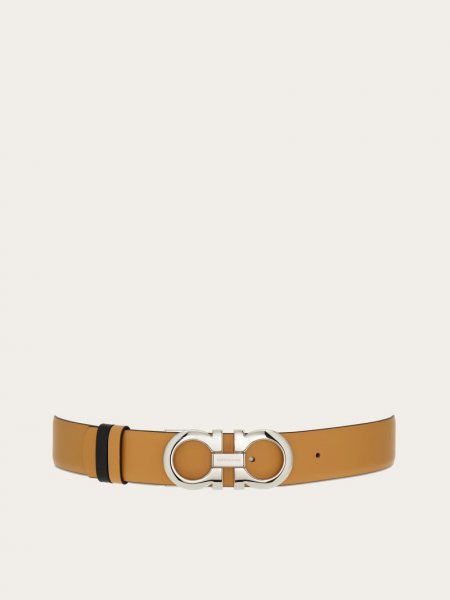 Ferragamo | Women's Reversible And Adjustable Gancini Belt - Light Camel/Black