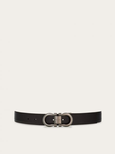 Ferragamo | Men's Reversible And Adjustable Gancini Belt - Black/Dark Brown