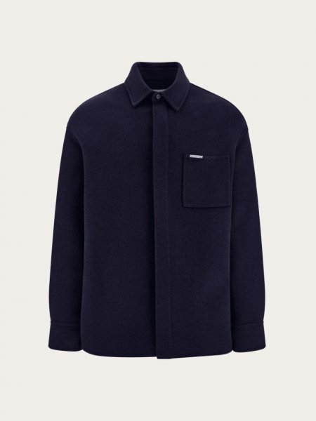 Ferragamo | Men's Cashmere-Blend Overshirt - New Navy Blue