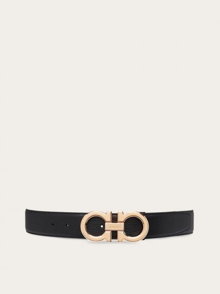 Ferragamo | Men's Reversible And Adjustable Gancini Belt - Beige/Black