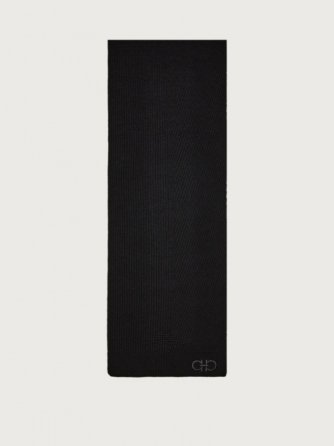 Ferragamo | Men's Wool Knitted Scarf - Black