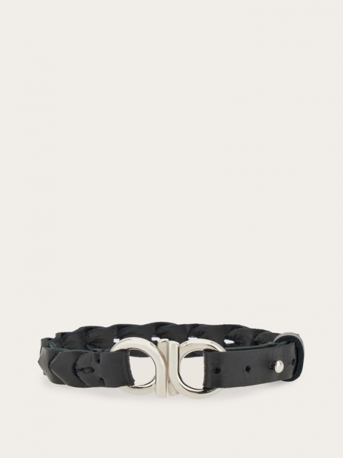 Ferragamo | Men's Braided Gancini Bracelet - Black